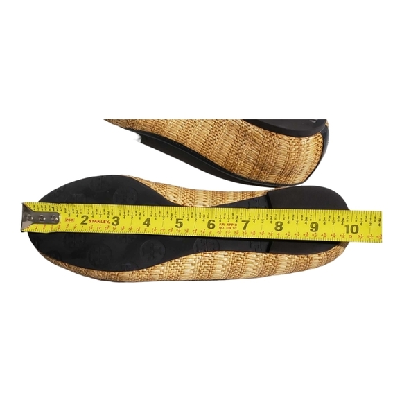 Tory Burch Reva Black & Raffia Straw Woven Flats Size 8.M - Picture 7 of 10